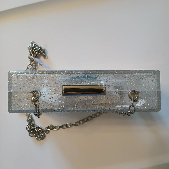 More Than Magic Star Acrylic Purse White Blue Silver Chain Convertible 7" x 4" - Picture 10 of 13